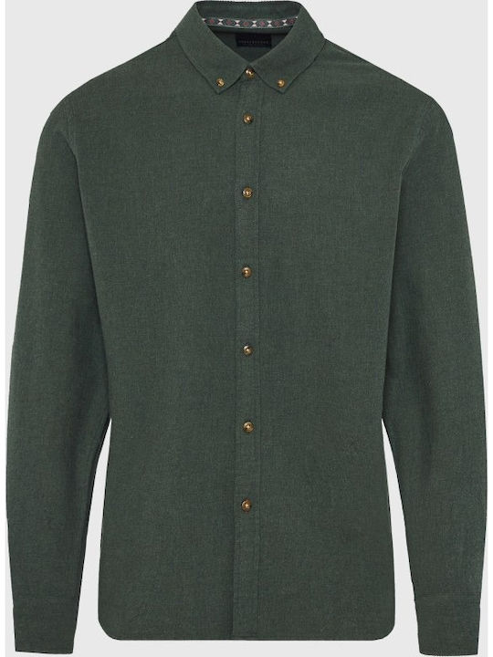 Funky Buddha Long-sleeved Cotton Shirt Green