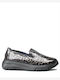 Leather Women's Moccasins in Gray Color