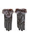 Women's Fleece Gloves with Fur Brown
