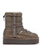 Synthetic Leather Medium Heel Snow Boots with Laces & Fur Nordic Brown