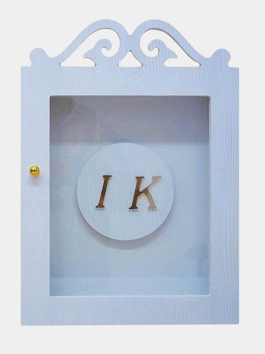 WoodStudio Wall Wedding Crown Case Rectangular Wooden with Monograms 36x26cm Personalized