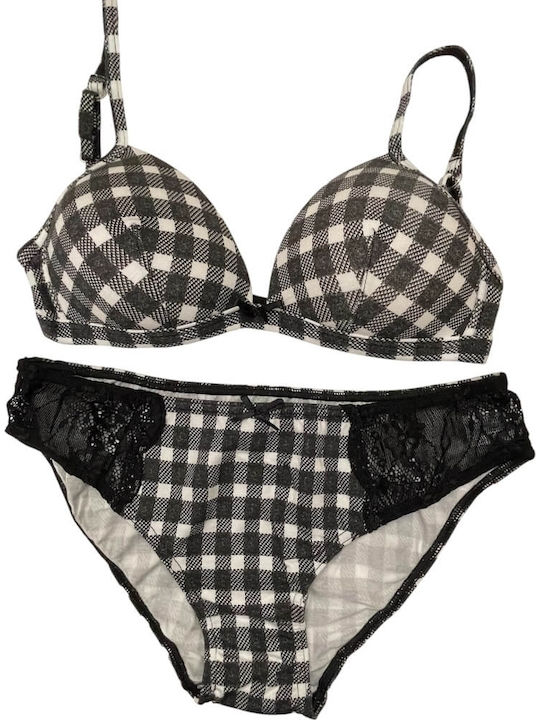 Jadea Lace Underwear Set with Bra & Slip Black.
