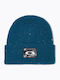 Ellipse Patch Waffle Beanie Unisex Σκούφος με Rib Πλέξη σε Μπλε χρώμα
