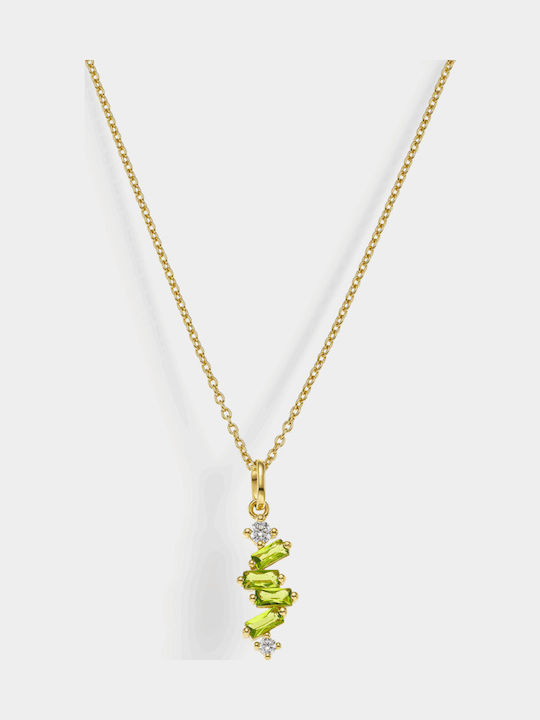 Vogue Vogue Necklace with Gold Plated Silver with Zircon Green