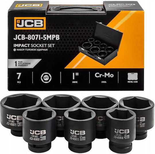 JCB Καρυδάκια Αέρος με Καρέ Υποδοχής 1" Σετ 7τμχ