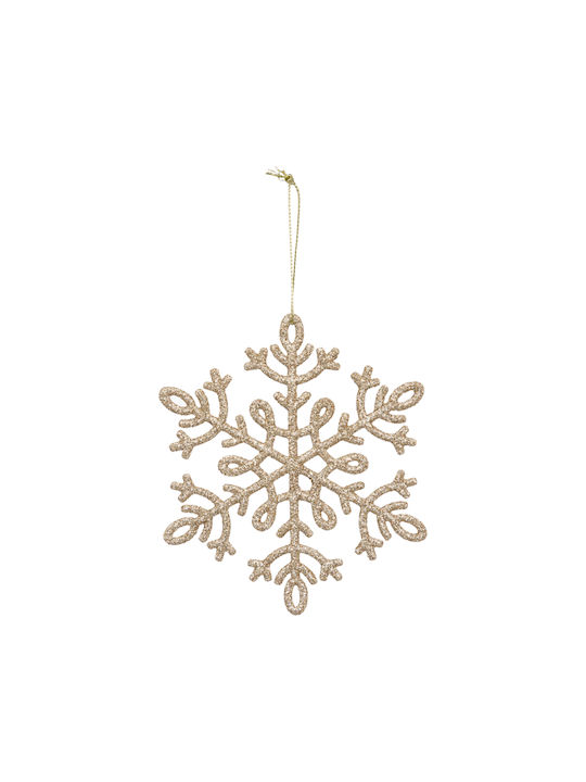Hängendes Schneeflocke Ornament Kunststoff Gold mit Glitzer Set 8Stück