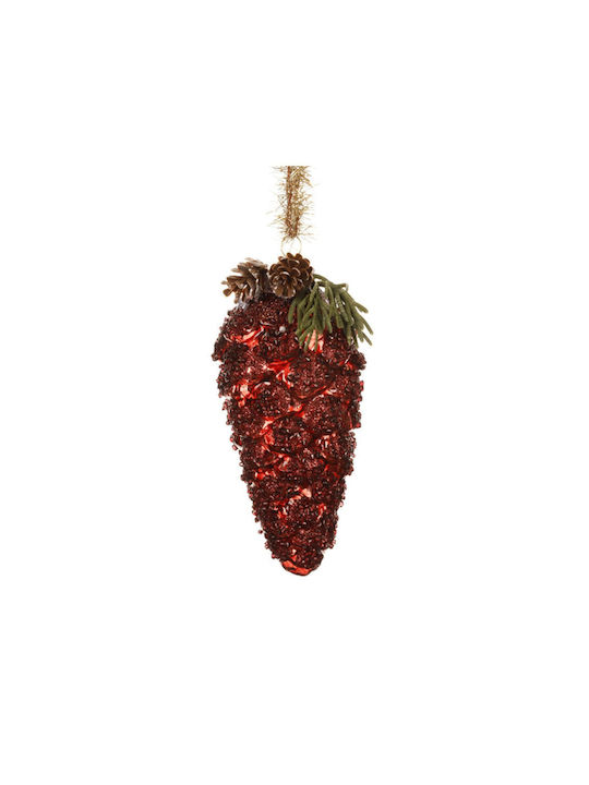 Hanging Glass Red Pine Cone Ornament 6x12.5cm