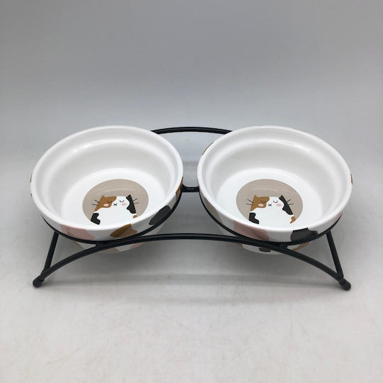 Ceramic Food Bowl for Dog & Cat 2 Spots 13x5cm