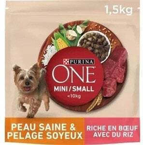Purina One 1.5kg Trockenfutter für erwachsene Hunde kleiner Rassen mit Rindfleisch und Reis