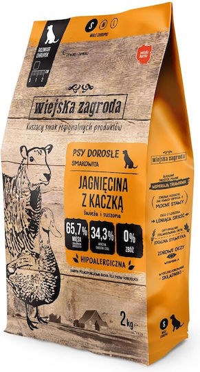 Wiejska Zagroda 2kg Trockenfutter für erwachsene Hunde mit Lamm und Ente