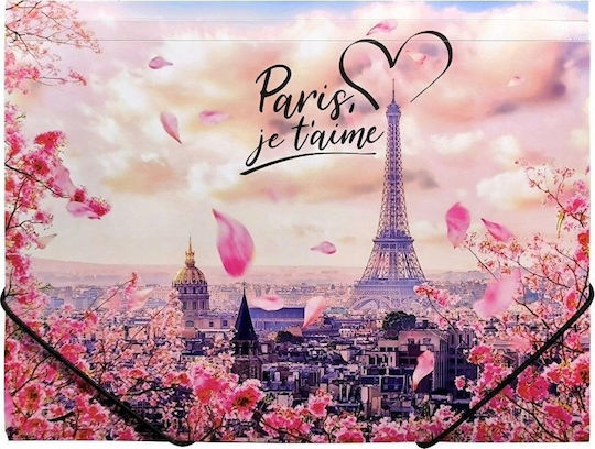 Teka File Folder A4 PP Rubber Band Print Take Me To Paris