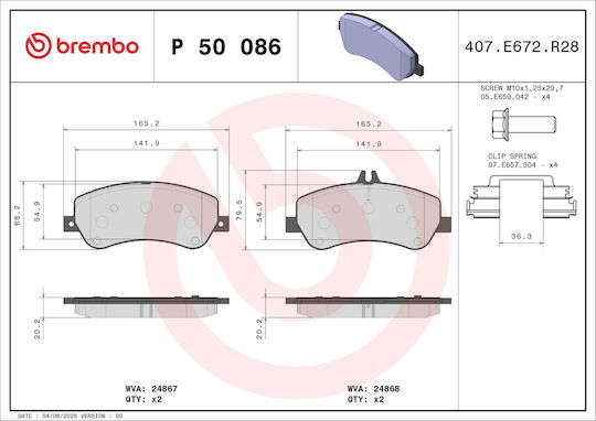 Set Plăcuțe de Frână Brembo Disc Frână P 50 086