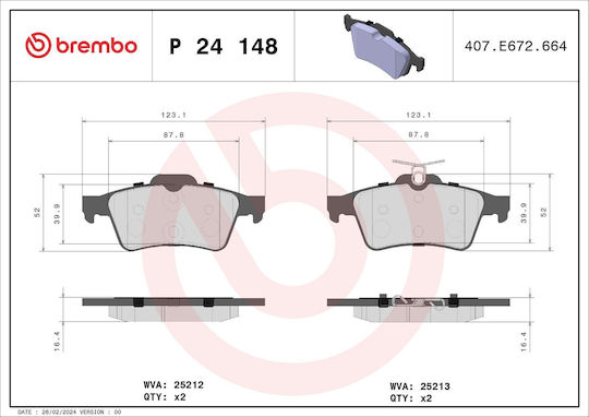 Brembo Brake Pad Set Disc Brake P 24 148