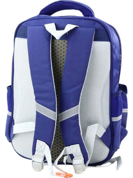 School Backpack Dinosaur Patches Chest Strap Navy 39x27x15cm