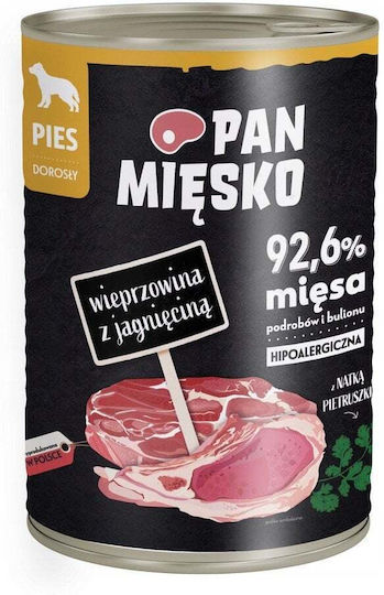 Pan Miesko Hrană Umedă pentru Câini cu Carne de porc și Miel 400gr