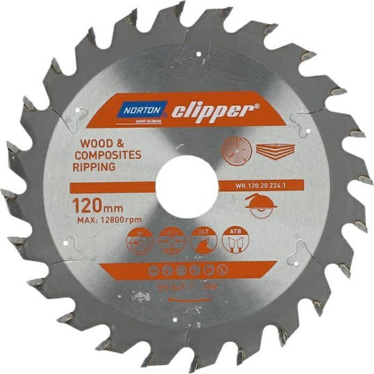 Norton Schneidscheibe Holz mit 24 Zähnen 120mm