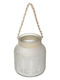 Christmas Glass White Lantern 16x14cm