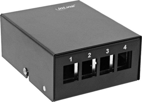 Inline Desktop Consolidation Point Box 4x Keystone RJ45 Metal Black Ral9005