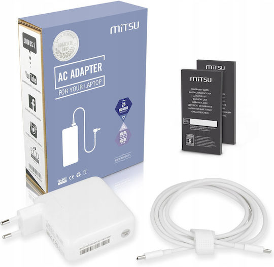 Mitsu 100w Usb-c Power Adapter Usbc 5-20v 3-5a White Notebook