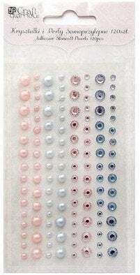 Dp Craft Self-Adhesive Crystals Pearls 120 Pieces Sweet Pink And Blue