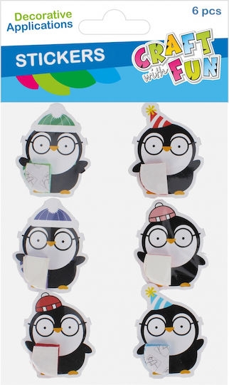 Christmas Decoration Craft Fun Decorative Christmas Stickers Penguin Accordion 6 Pieces Cf 12/144
