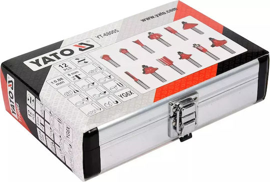Yato Cutter Set Carbide for Wood 8mm with Bearing 12pcs