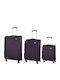 RCM Fabric Purple Travel Suitcases Set of 3 with 4 Wheels
