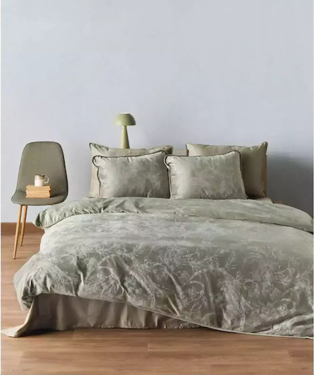 Kentia Vincent Σετ Παπλωματοθήκη 220x240cm Υπέρδιπλη με 2 Μαξιλαροθήκες Green