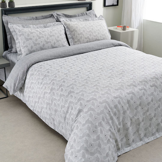 Vesta Home Σετ Παπλωματοθήκη King Size με 2 Μαξιλαροθήκες 260x240cm Geneva Γκρι