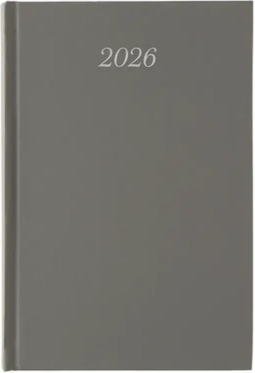 Ημερολόγιο Ημερήσιο 2026 Classic Σκληρό Εξώφυλλο Pvc 12x17cm Γκρι 62162_ε