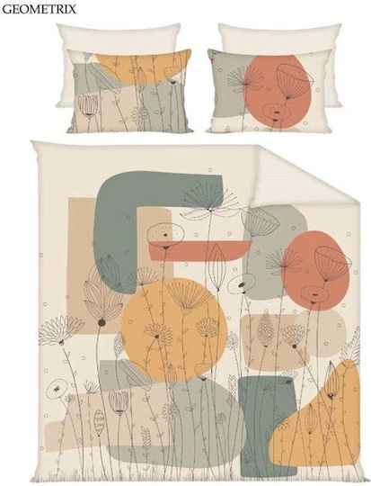 Domoletti Bettbezüge Baumwoll-Set 200x220cm Doppel mit 2 Kissenbezügen Mehrfarbig