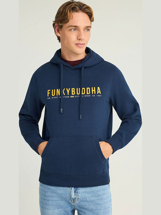 Funky Buddha Sweatshirt with Hood Navy Blue