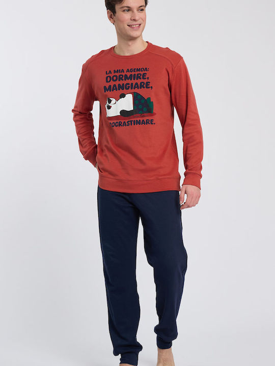 Crazy Farm Men's Winter Pajamas Set Terracotta