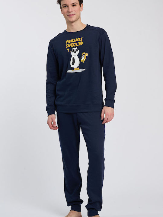 Crazy Farm Men's Winter Pajamas Set Blue