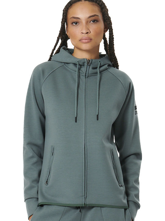 Body Action Women's Sweatshirt Jacket Hooded Green