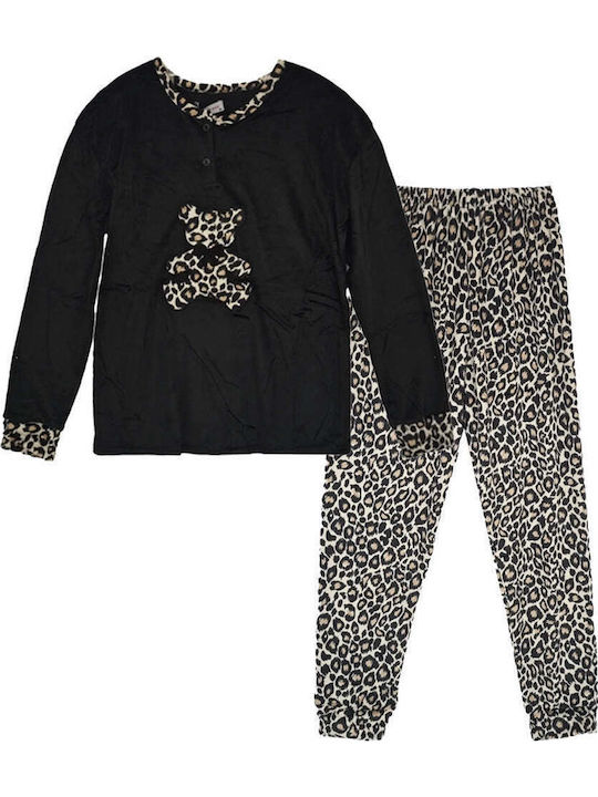 Ustyle Winter Women's Pyjama Set Black