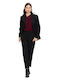 Women's High-waisted Fabric Trousers with Elastic Black