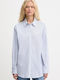 Long Sleeve Women's Cotton Shirt Blue Striped