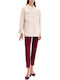 Women's Leather Long Sleeve Shirt Beige
