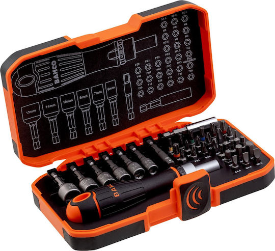 Bahco Screwdriver Ratchet with 36 Interchangeable Tips