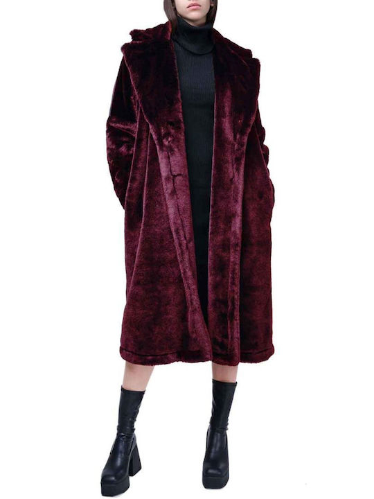 Moutaki Women's Long Fur Bordeaux