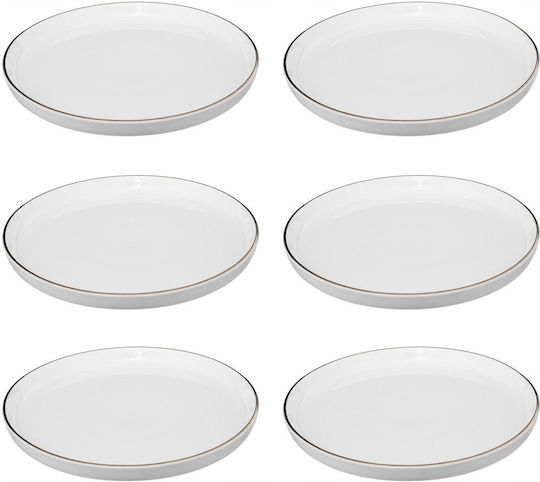 Secret de Gourmet Plate Desert made of Porcelain White with Diameter 20cm 6pcs