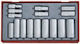 Teng Tools Nüsse Pneumatisch Quadratisch Lange mit Vierkant-Antrieb 3/8" Set 16Stück