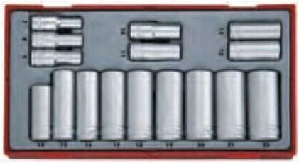 Teng Tools Nüsse Pneumatisch Quadratisch Lange mit Vierkant-Antrieb 3/8" Set 16Stück
