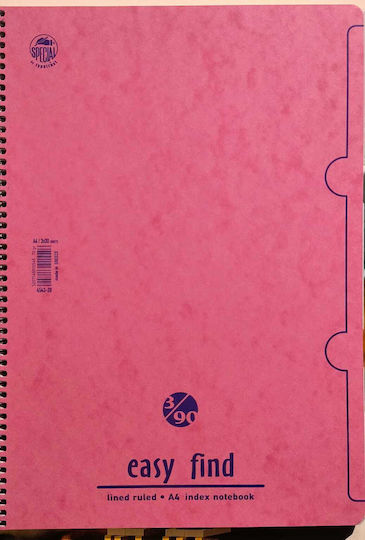 Spirale Schulheft A4 3 Schulfachhefte 90 Papiereinlagen Special Easy Find Rosa