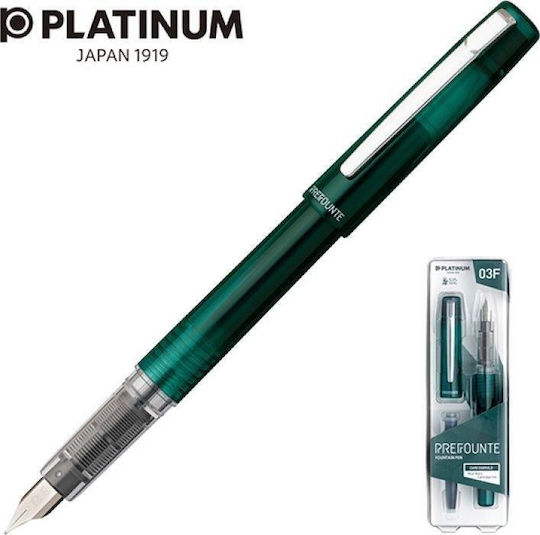 Platinum Prefounte Πένα Γραφής Fine 0.6mm Πράσινη από Πλαστικό με Πράσινο Μελάνι