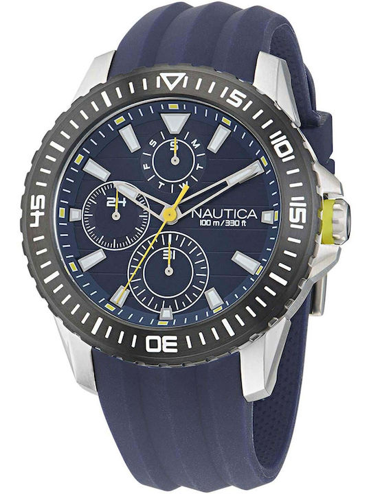 Nautica Men's Watch 44mm Battery with Blue Rubb...