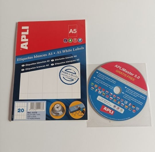 Apli Small Adhesive Labels in White Color 52.5x29.7mm