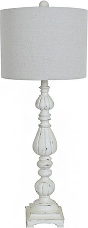 Wood Table Lamp with White Shade and Base