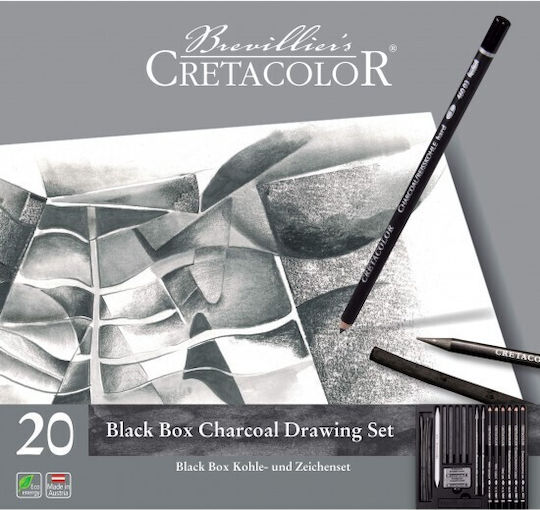 Σετ 20τεμ Καρβουνου Cretacolor Black Box Charcoal Μεταλλικη Κασετινα